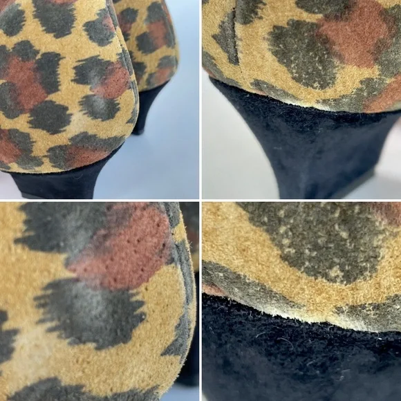 Vintage Leopard Print Suede Lace Up Ankle Booties - Picture 16 of 16